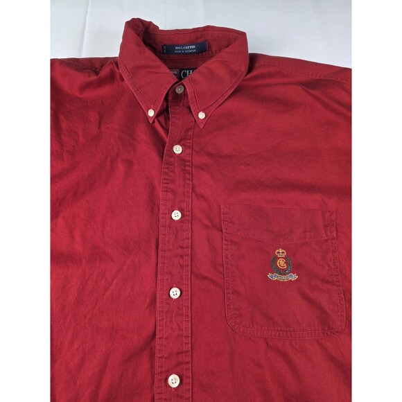 Vintage Chaps Men's Large Red Long Sleeve Button Up Shirt - Picture 1 of 8